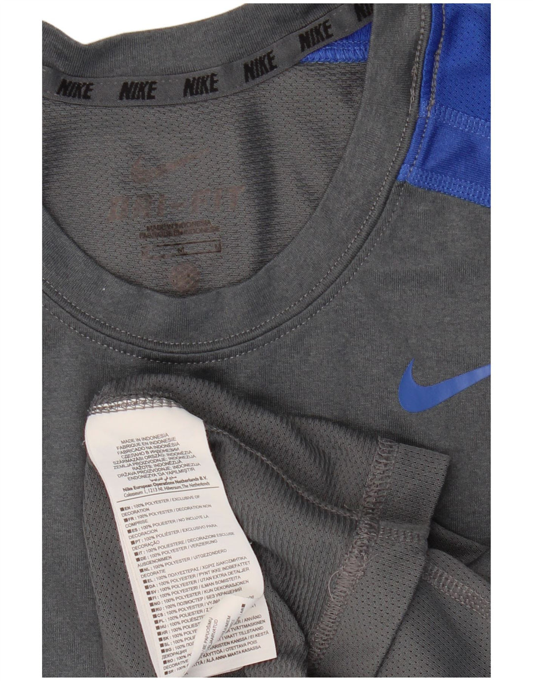 Camiseta sin mangas Nike Dri Fit para hombre Poliéster color block gris medio