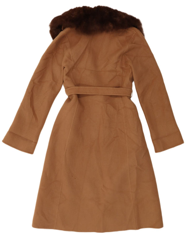 Vintage mujer abrigo Reino Unido 6 XS marrón