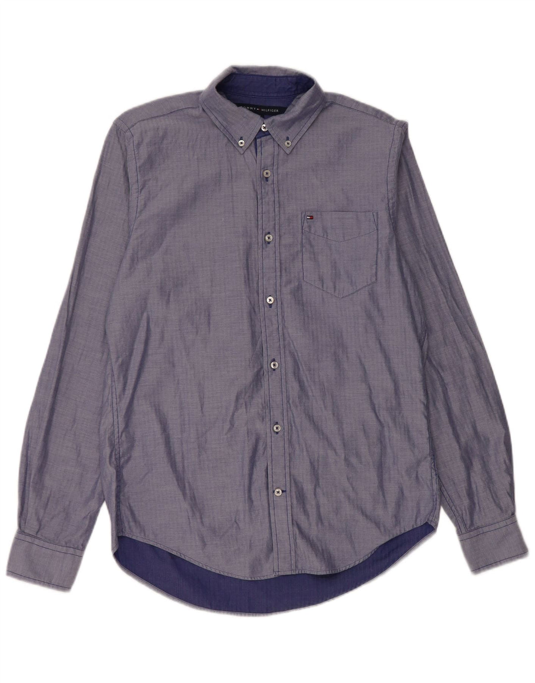 Tommy Hilfiger Camisa Custom Fit para Hombre Algodón Azul Pequeño