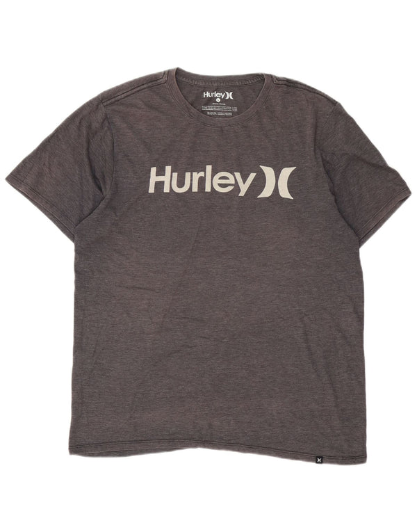 Hurley Camiseta gráfica para hombre Top grande de algodón moteado gris