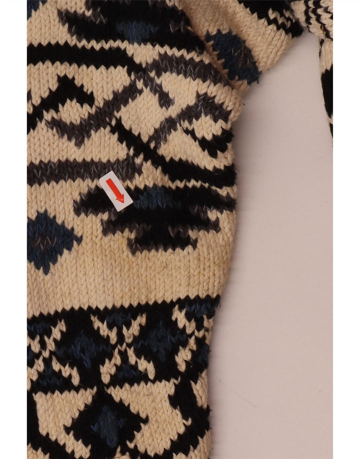 Vintage mujer gráfico cardigan suéter Reino Unido 10 pequeño multicolor Boho