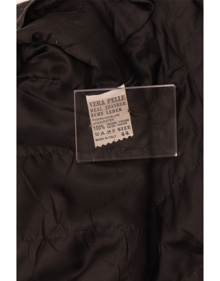 Chaqueta de cuero vintage para mujer IT 44 Cuero negro medio