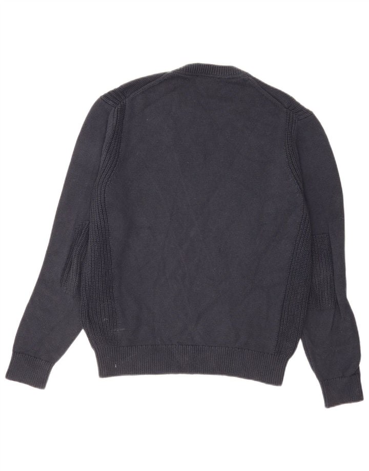 Hackett Jersey con cuello redondo para hombre, talla pequeña, algodón azul marino
