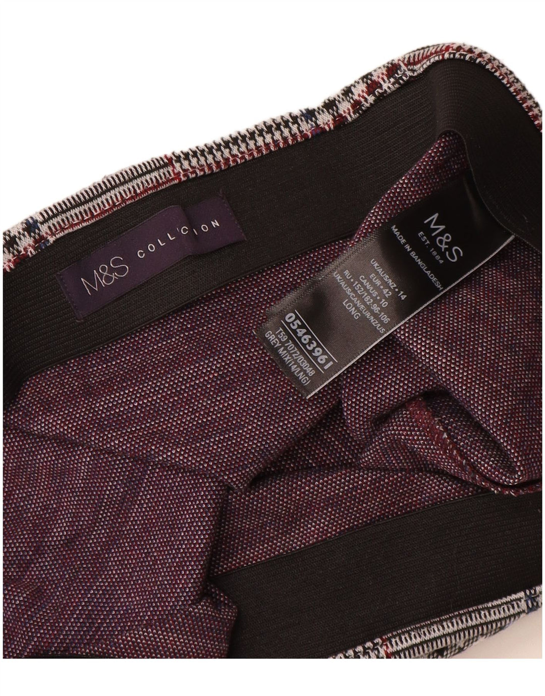 Marks & Spencer Falda recta para mujer UK 44 Grande W32 Poliéster a cuadros gris