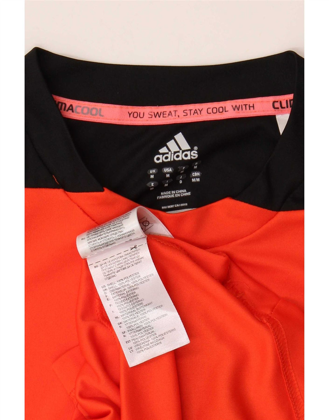 Adidas Hombre Climacool Camiseta Top Naranja Medio Colorblock Poliéster