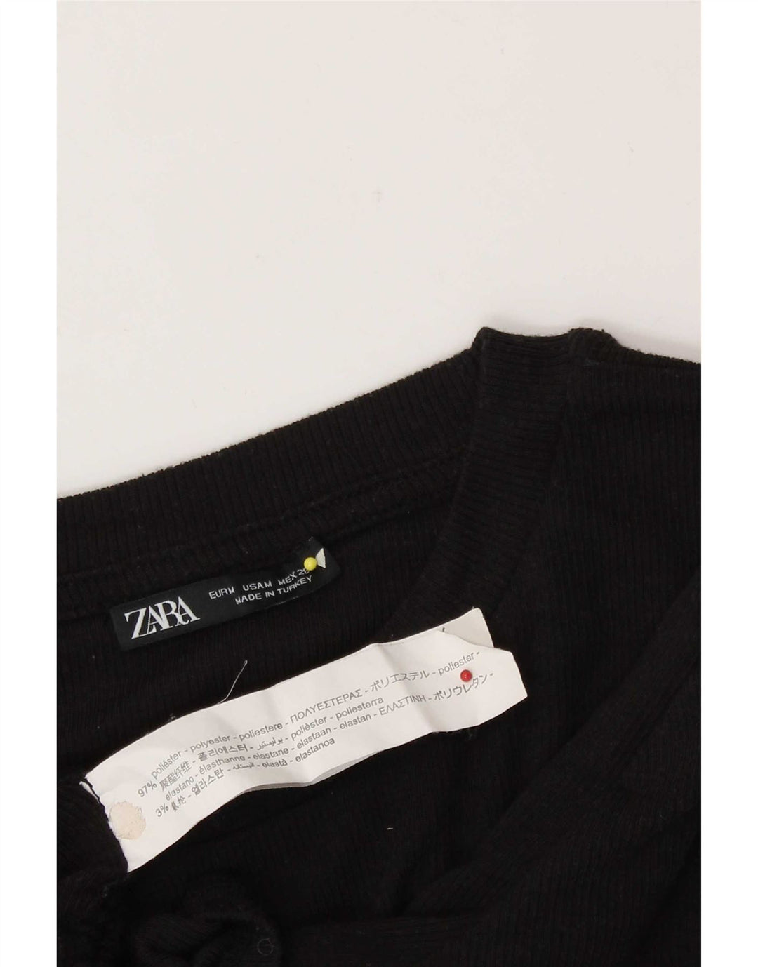 Zara Mujer Crop Blusa Top UK 42 Medio Negro Poliéster