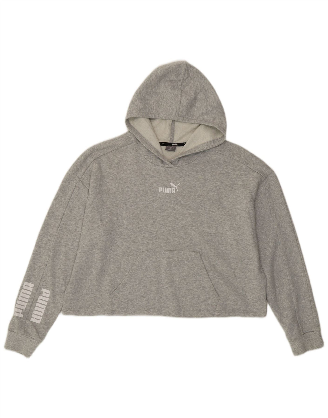 Puma Mujer Crop Graphic Sudadera con capucha extragrande UK 14 Algodón gris medio