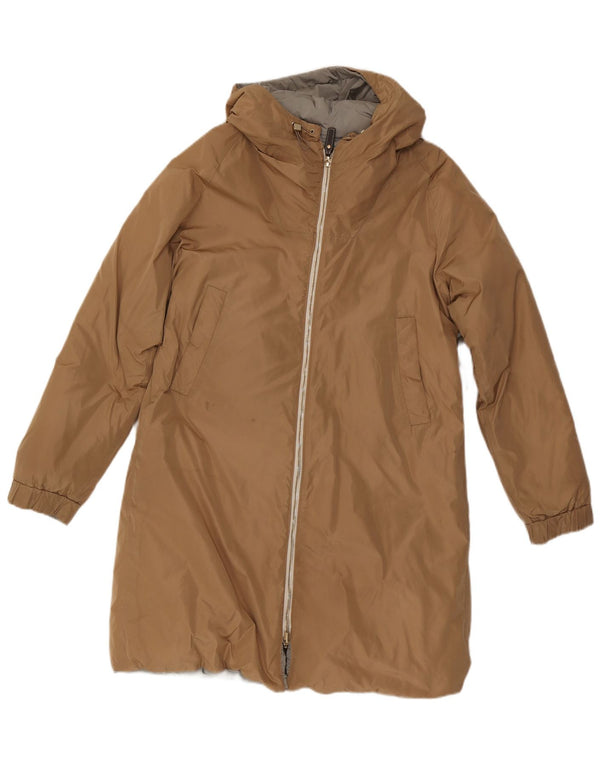 Max Mara Abrigo acolchado reversible con capucha para mujer UK 10 Small Beige Poliamida
