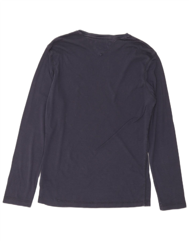 TOMMY HILFIGER Camiseta de hombre de manga larga de algodón azul marino medio