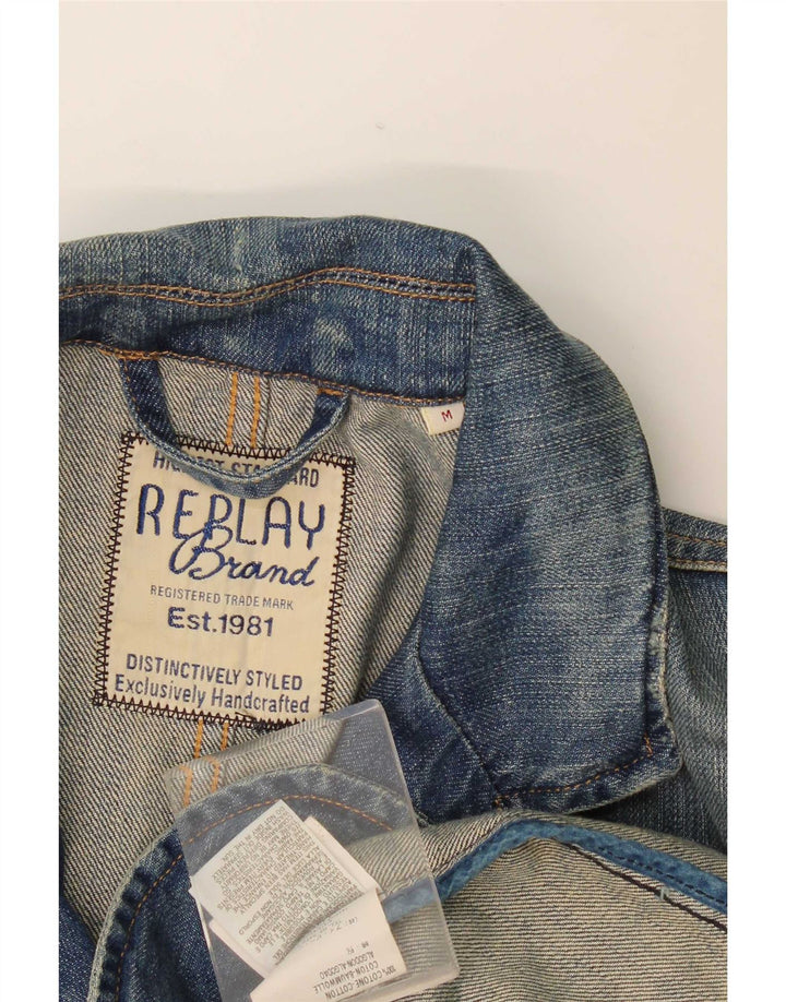 Replay Chaqueta tipo blazer vaquera con 3 botones para hombre UK 38 Algodón azul medio