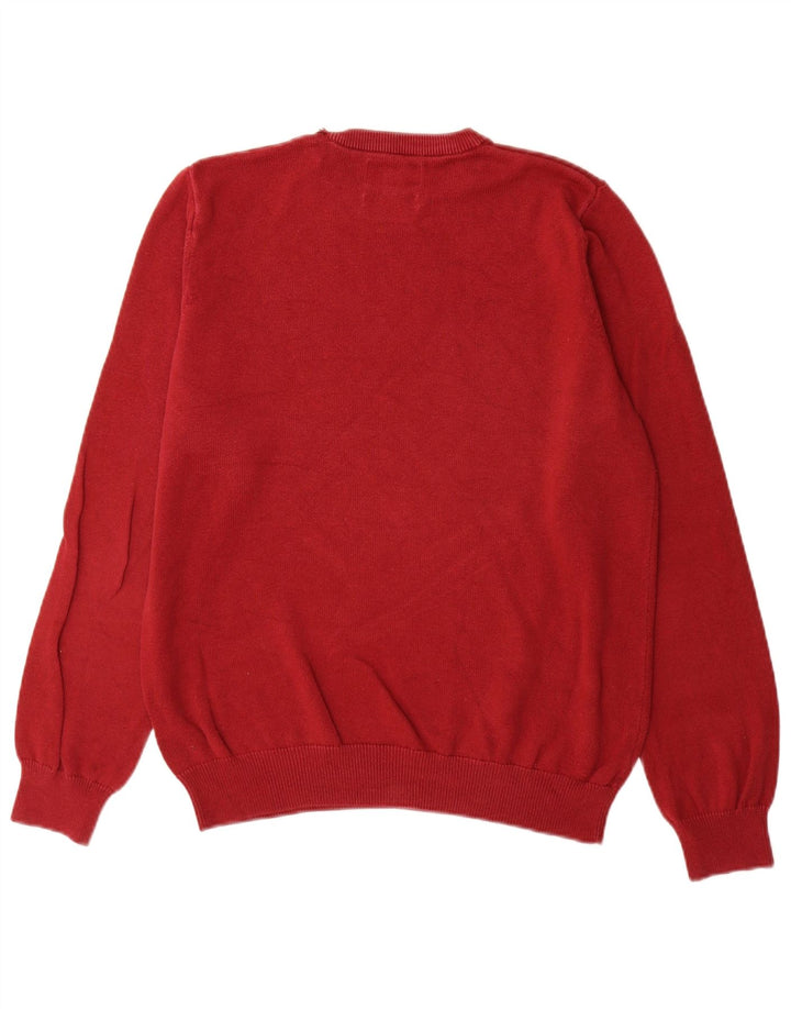 Marks & Spencer - Jersey de cuello redondo para hombre, color rojo medio, algodón