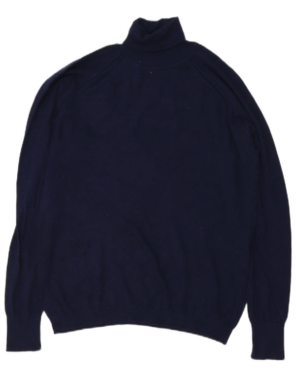 Zara Hombre Jersey De Cuello Vuelto Jersey Grande Azul Marino Viscosa