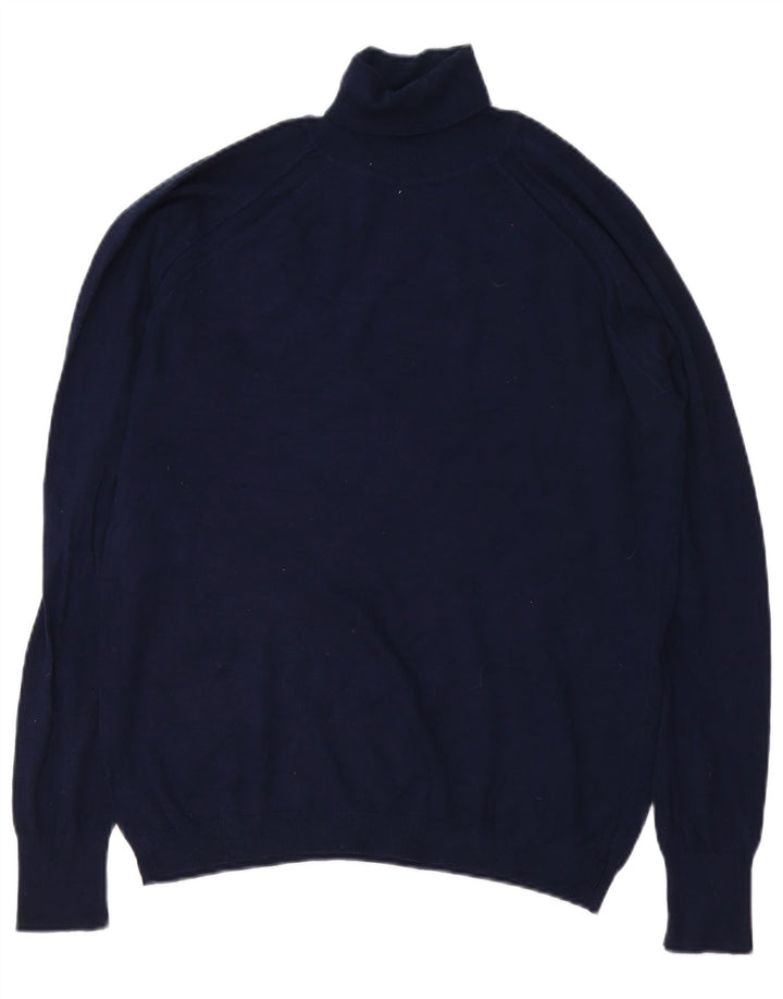 Zara Hombre Jersey De Cuello Vuelto Jersey Grande Azul Marino Viscosa