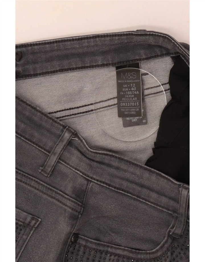 Marks & Spencer Vaqueros rectos para mujer UK 12 Medium W30 L29 Algodón gris