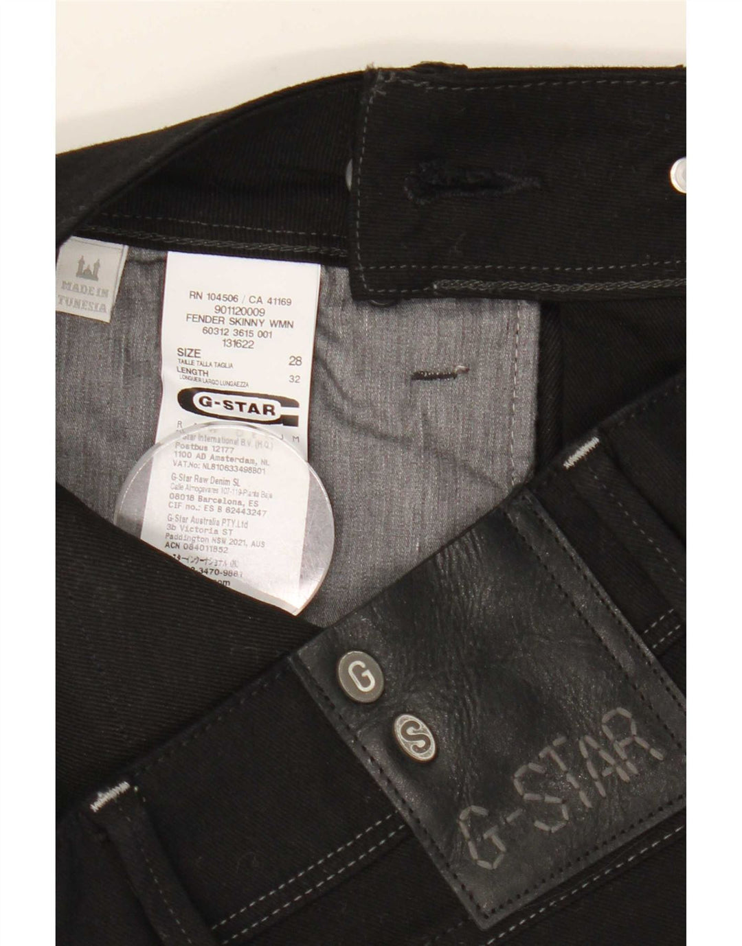 Vaqueros pitillo G-Star 3301 para mujer W28 L29 Poliéster negro