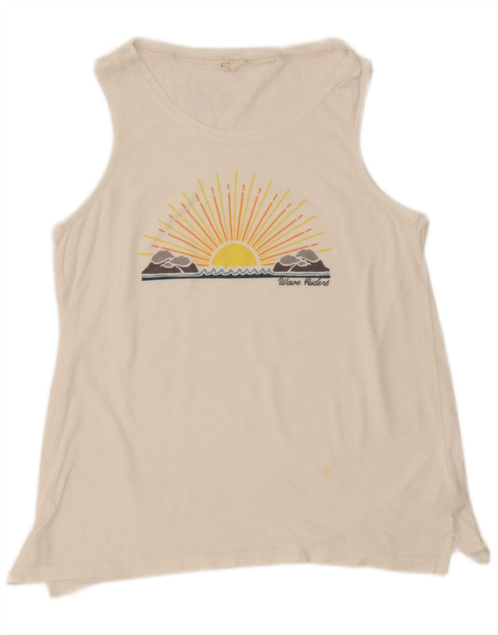 Camiseta sin mangas con estampado gráfico para mujer de Fat Face UK 40 Algodón blanco mediano