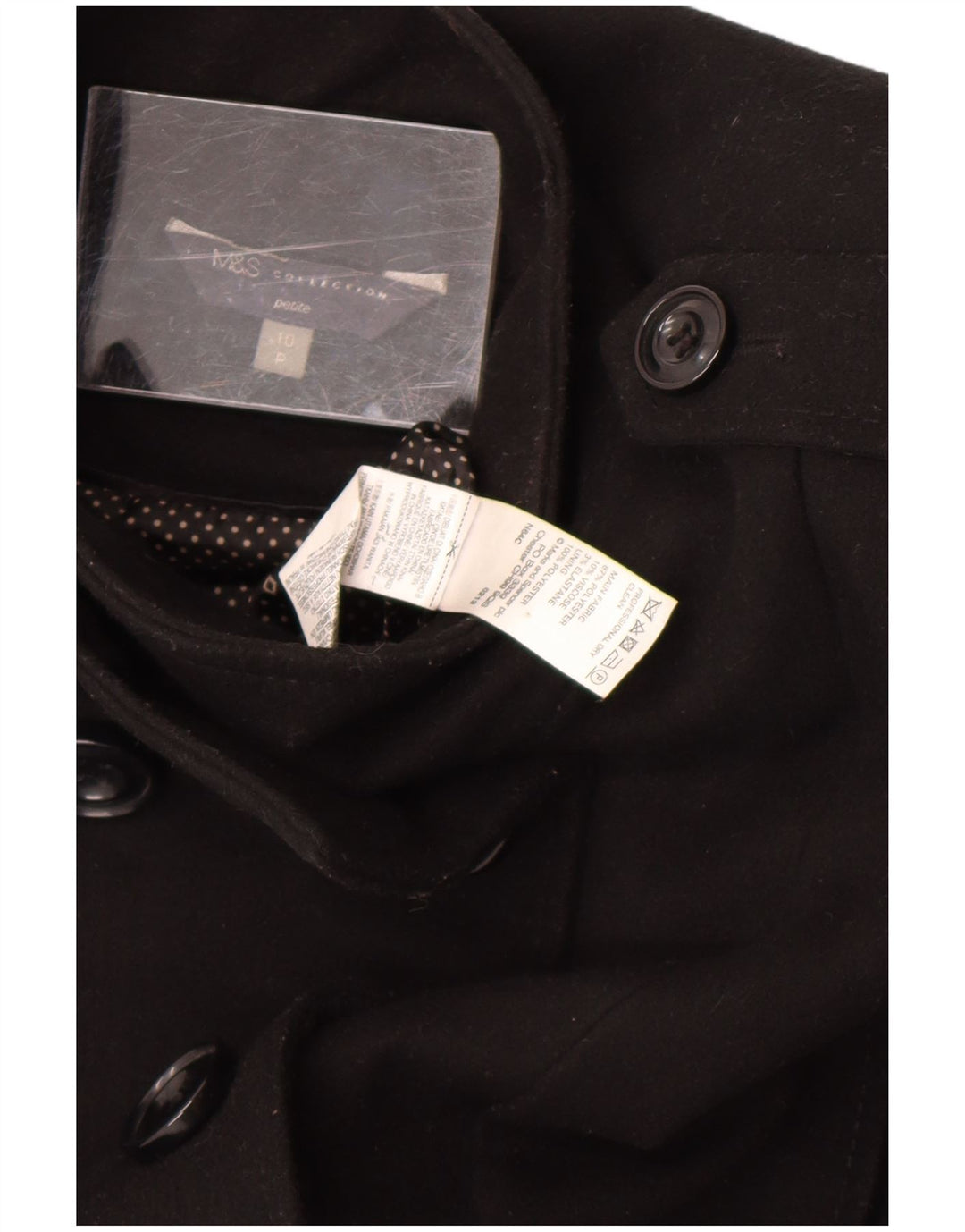 Marks & Spencer Chaquetón Petite para mujer UK 40 Pequeño Poliéster negro