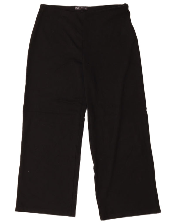 Marks & Spencer Pantalones casuales de pierna ancha para mujer UK 44 Large W32 L28 Negro