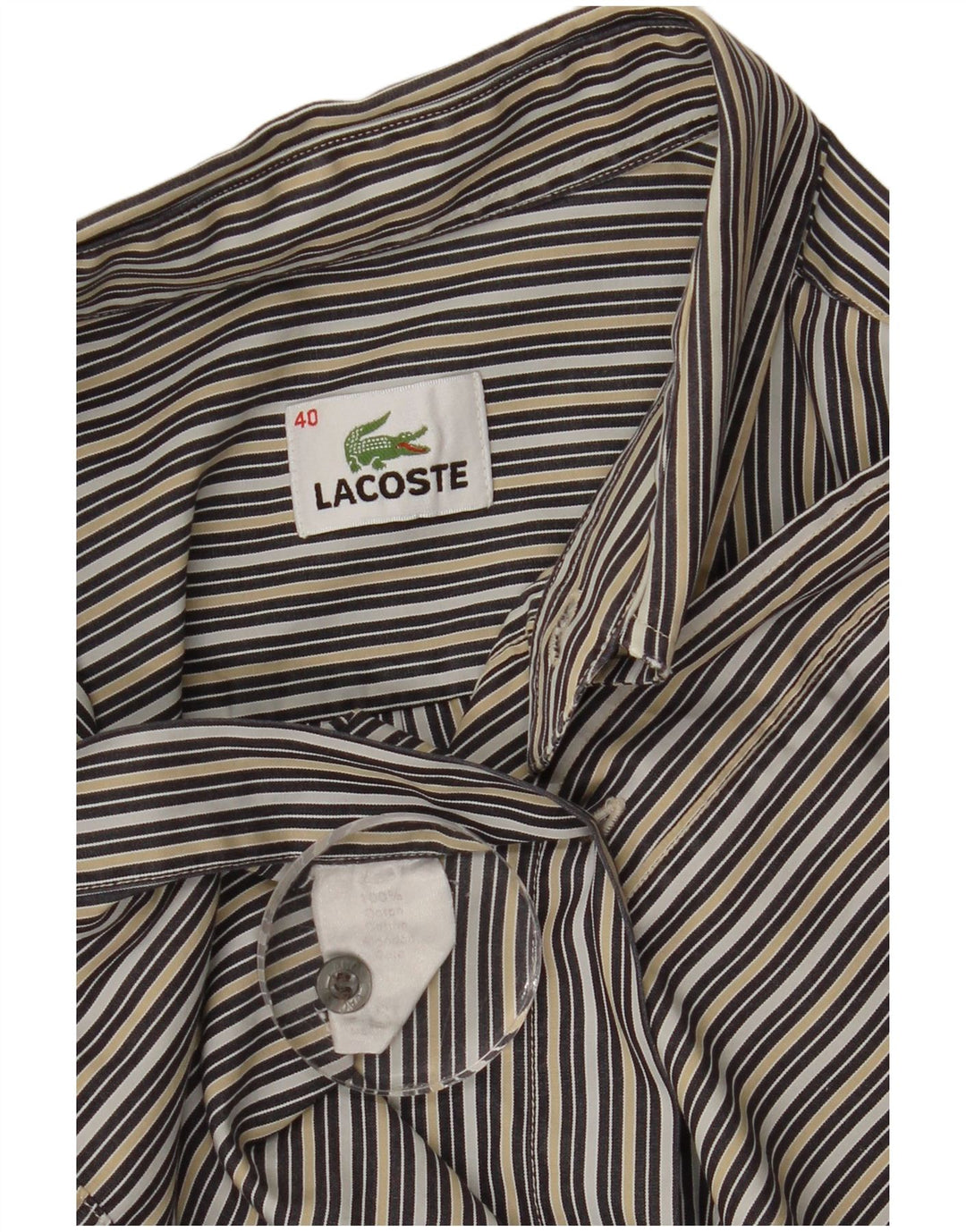 Camisa Lacoste Hombre Talla 40 Mediana Algodón Rayas Multicolor