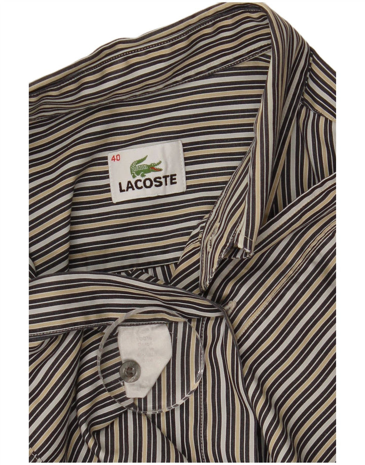 Camisa Lacoste Hombre Talla 40 Mediana Algodón Rayas Multicolor