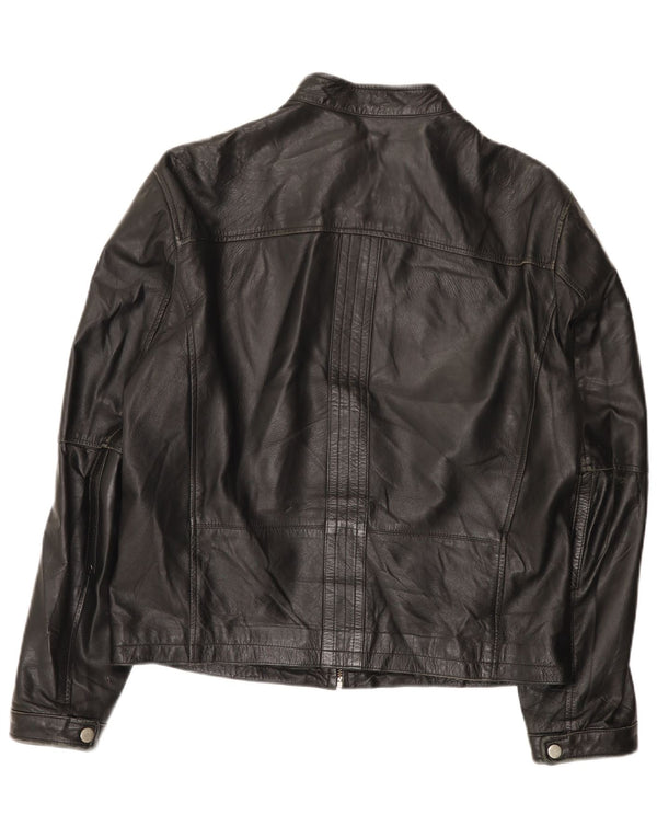 Chaqueta de cuero vintage para hombre IT 52 XL Negro