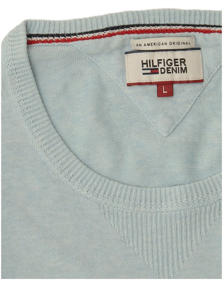 Tommy Hilfiger Jersey con cuello redondo para hombre, talla grande, color azul