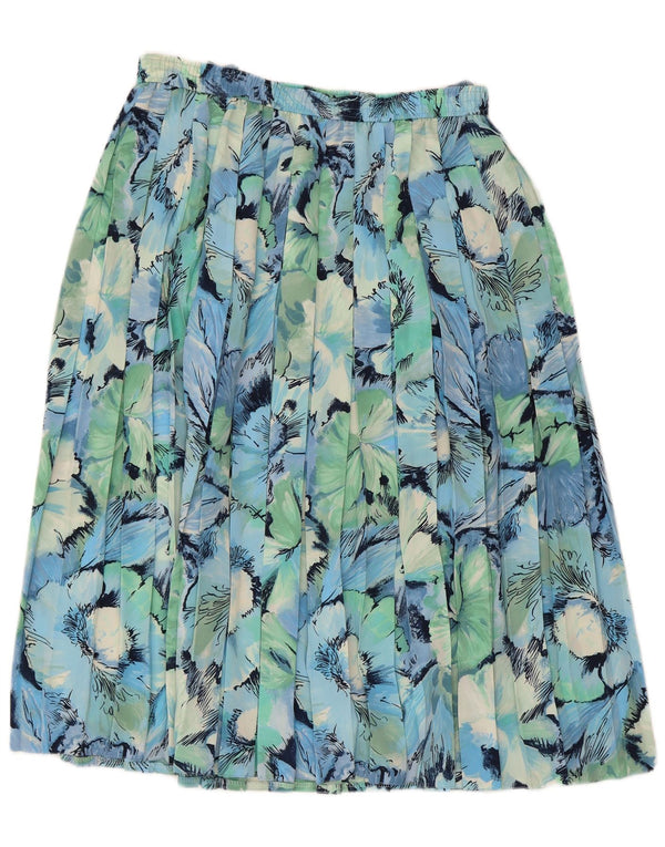 Vintage mujer cuchillo falda plisada EU 42 grande W30 acetato floral azul
