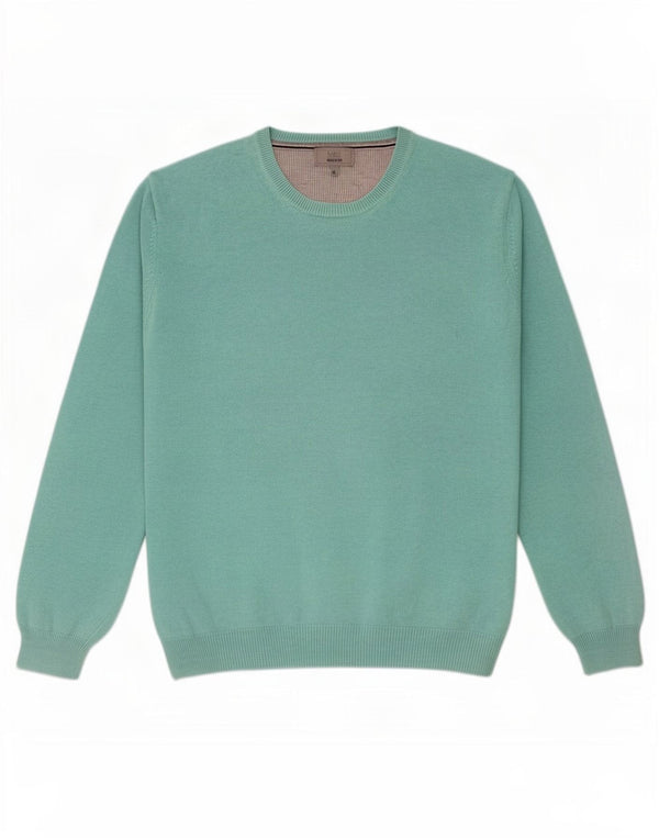 Marks & Spencer Mens Regular Fit Boat Neck Jumper Sweater XL Green Cotton