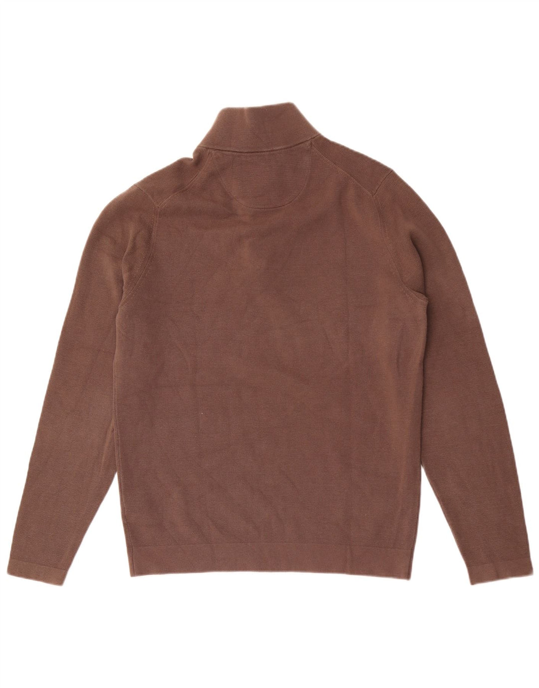 Massimo Dutti Jersey Hombre con Cremallera y Cuello Grande Marrón Algodón