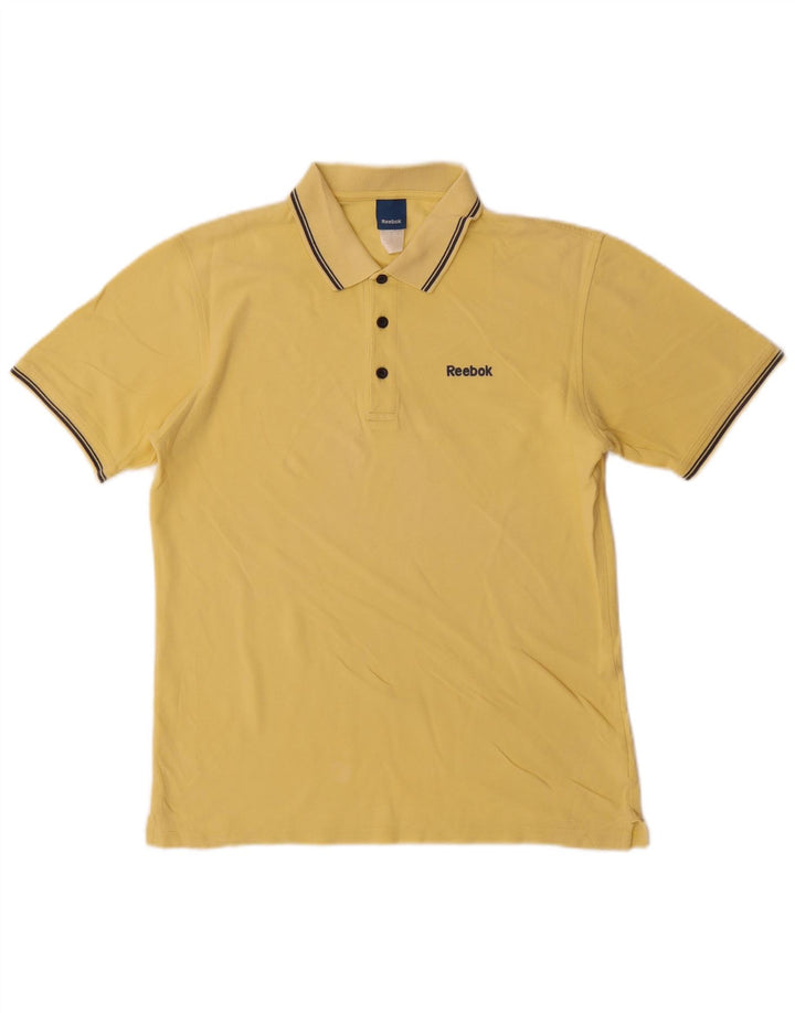 Polo Reebok Hombre Pequeño Algodón A Rayas Amarillo