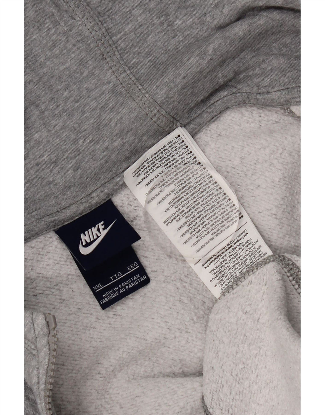 Nike - Sudadera con capucha y cremallera para hombre, talla 2XL, algodón gris