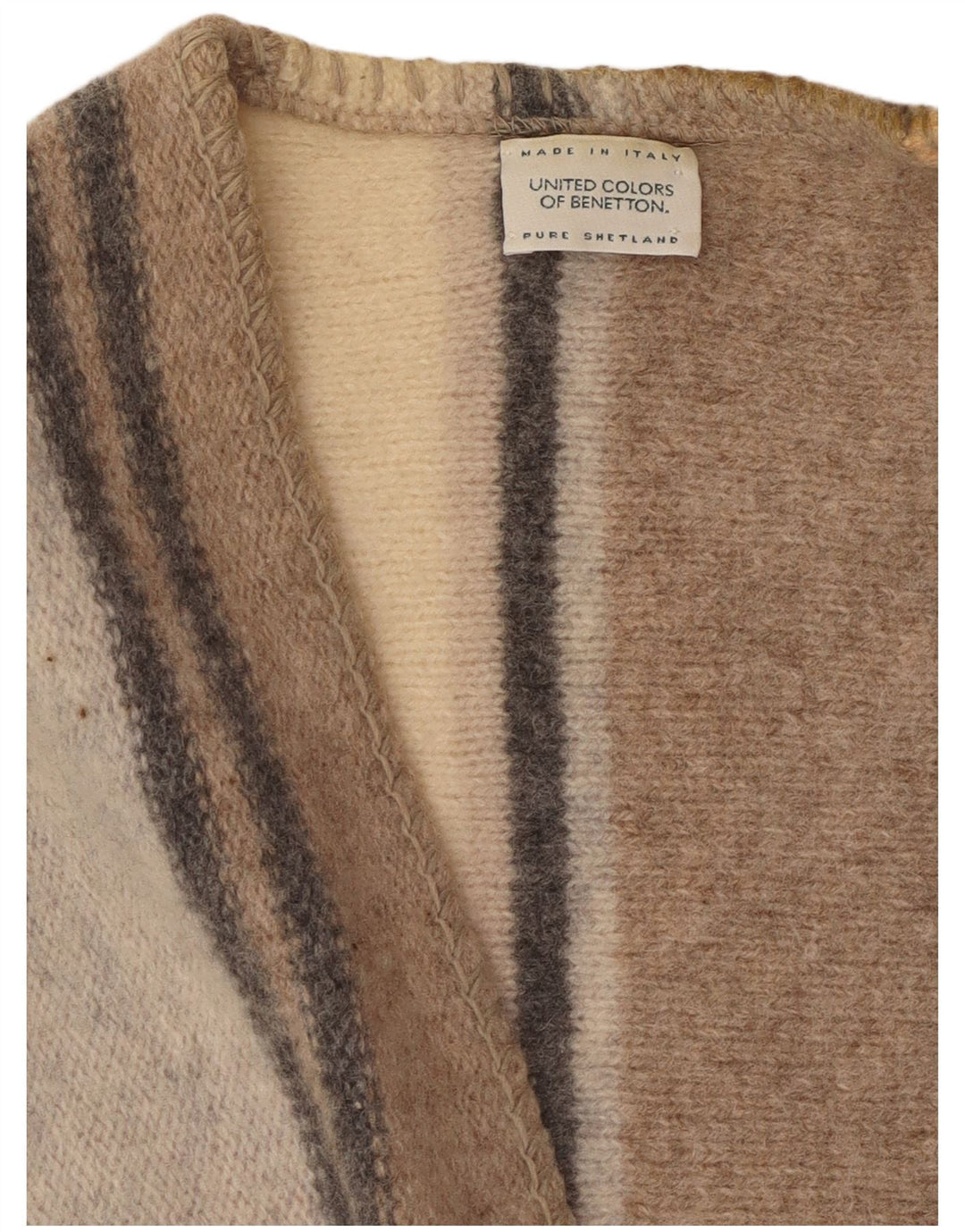 Benetton Cárdigan Sin Mangas para Mujer UK 46 Large Lana Multicolor