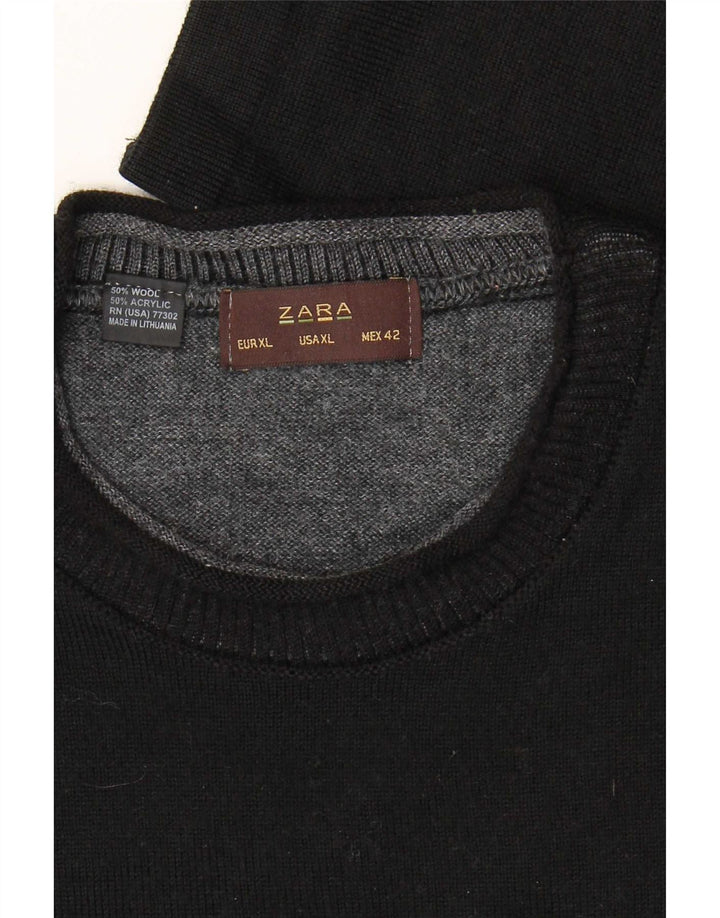 Zara Hombre Jersey Cuello Redondo Jersey XL Lana Negro
