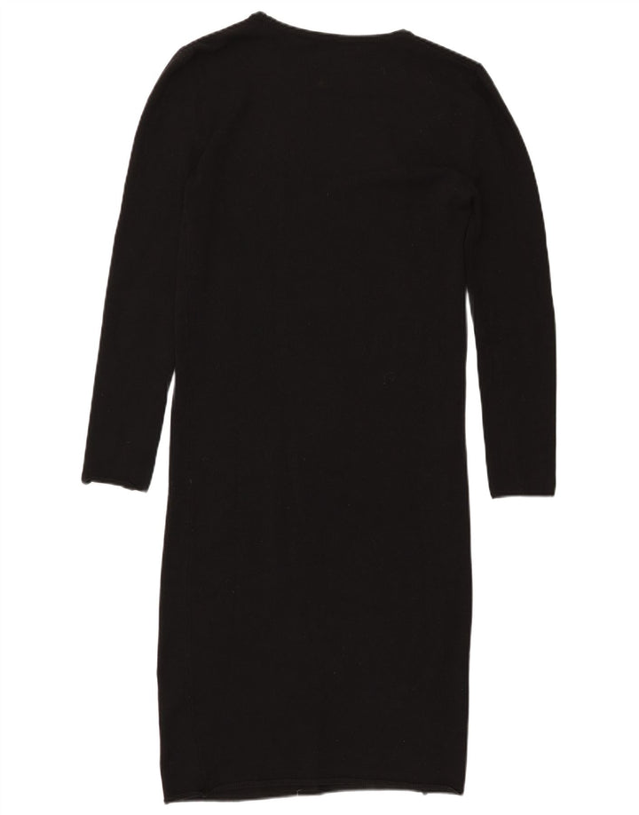 Zara Mujer Vestido Jersey De Manga Larga UK 42 Medium Negro
