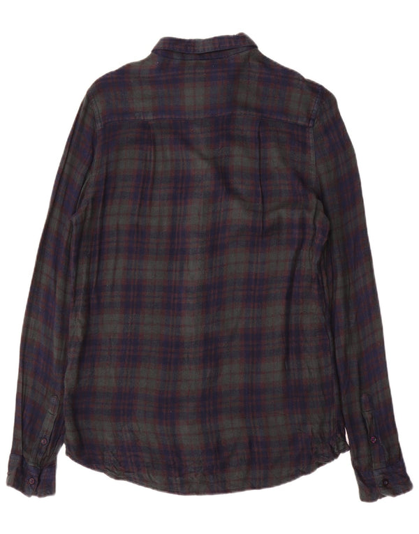Superdry Camisa de franela para mujer UK 6 XS Navy Blue Check