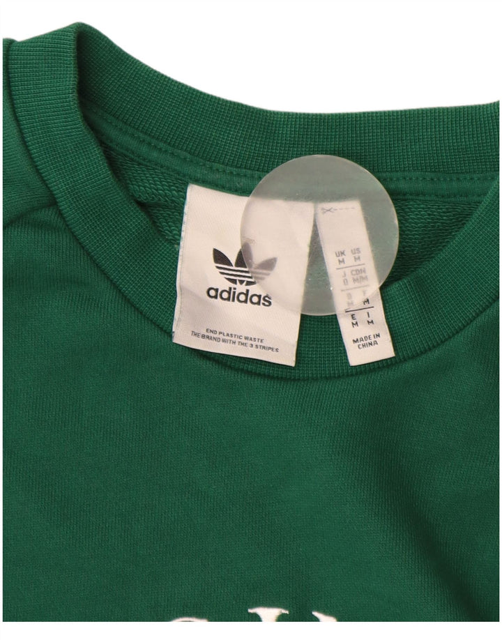 Adidas Hombre Sudadera Gráfica Jumper Algodón Verde Medio