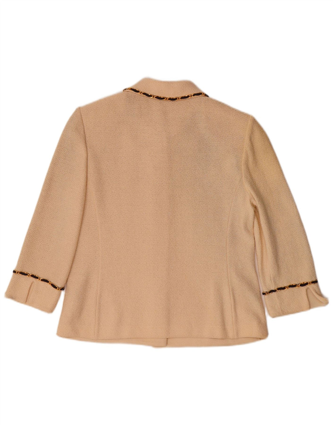VINTAGE Mujer 3/4 Manga Cardigan Suéter US 8 Mediana Lana Blanca