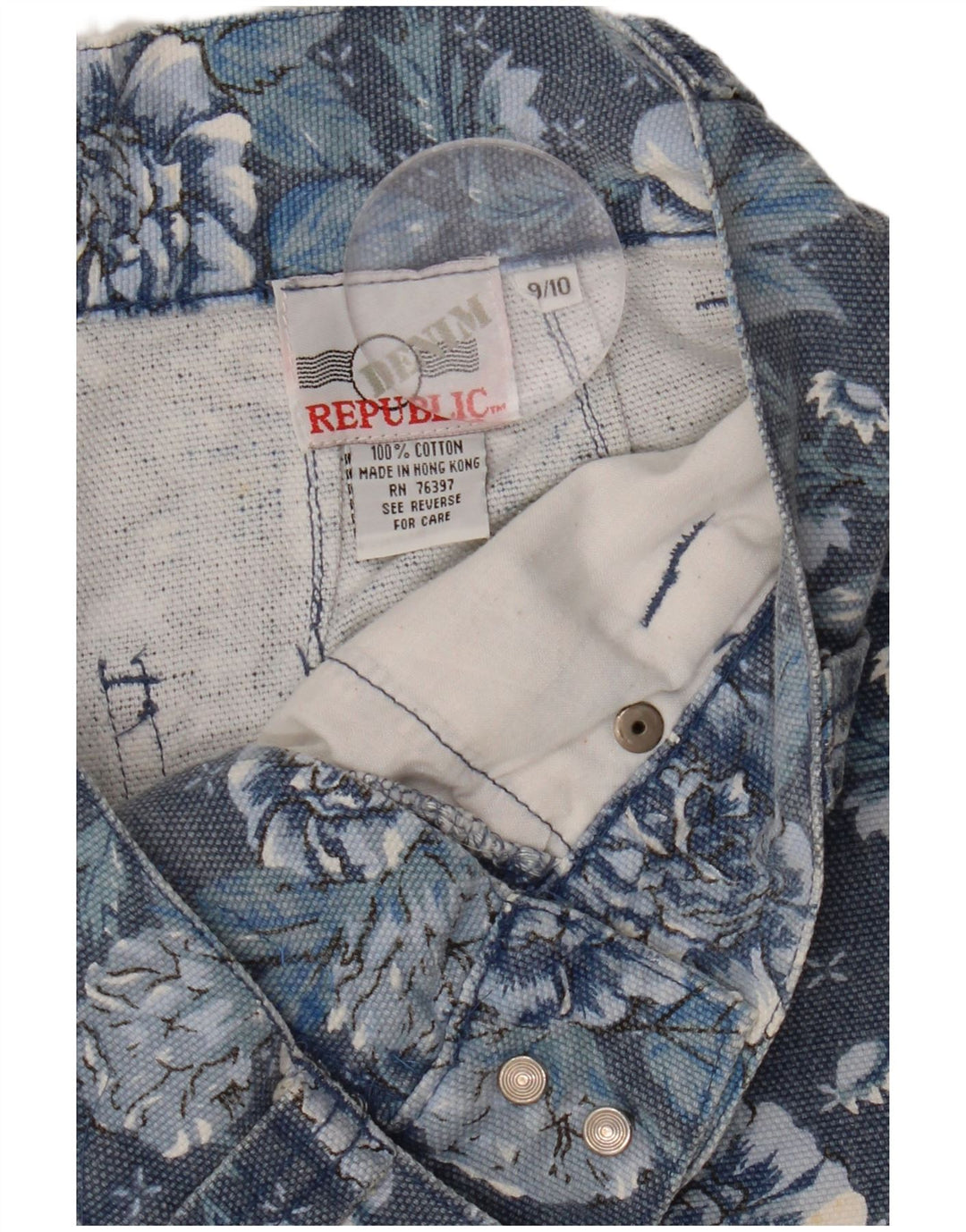 VINTAGE Pantalones cortos de mezclilla de cintura alta para niñas 9-10 años W26 Azul marino Floral