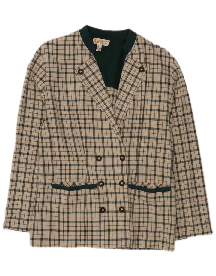 Vintage mujer chaqueta blazer de doble pecho EU 38 medio off white check