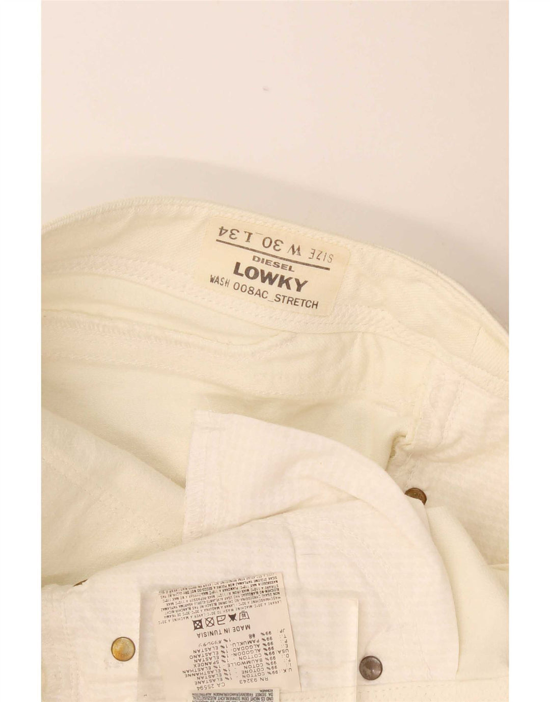 Diesel Mujer Lowky Slim Jeans W30 L34 Algodón Blanco Roto