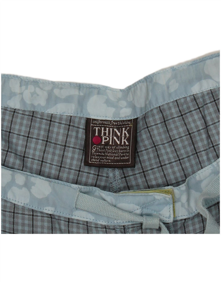 Pantalones capri para mujer Think Pink W32 L21 Blue Check