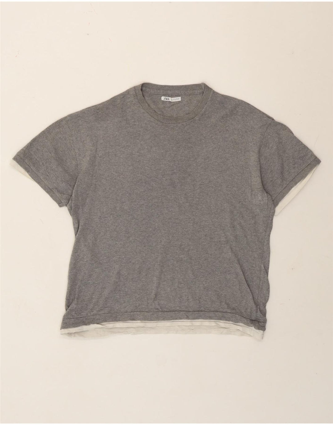 Zara Hombre Camiseta Top Small Gris
