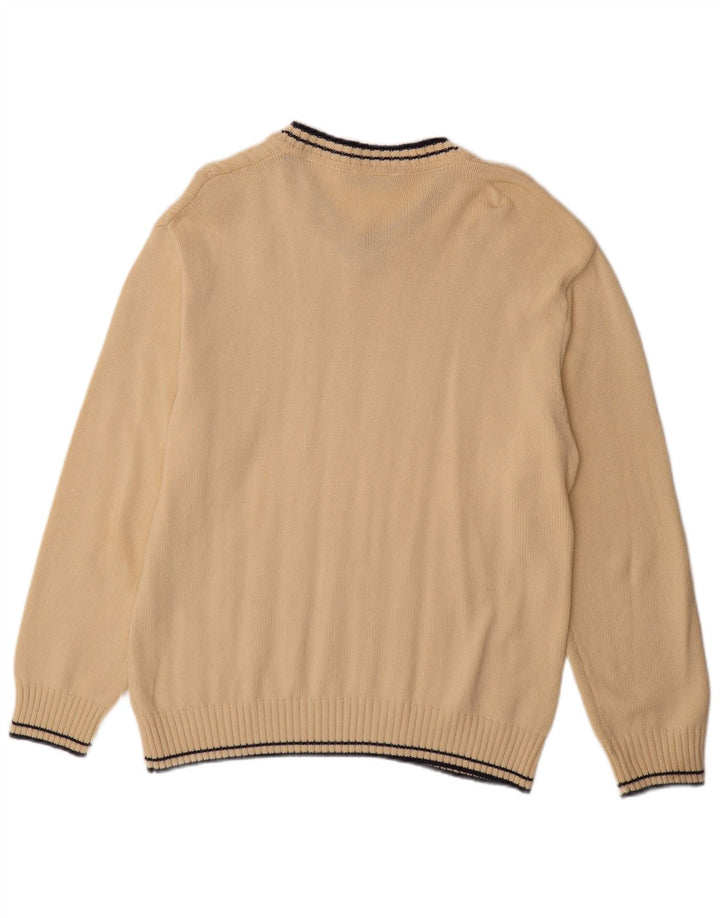 Jeanagers Jersey con cuello en V para hombre, talla grande, algodón beige