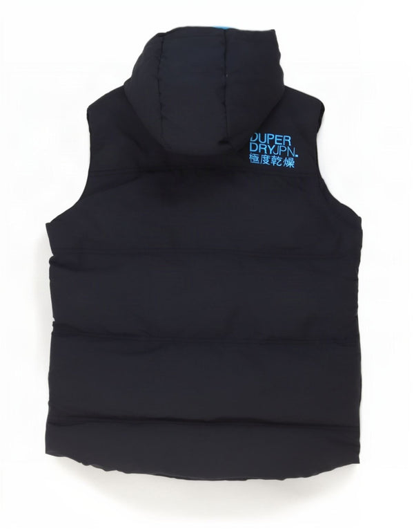 Superdry Chaleco acolchado con capucha y gráfico para hombre UK 38 Medium Azul marino Nylon