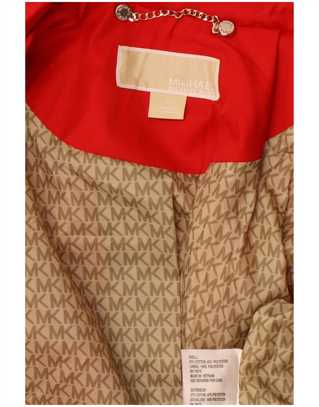 MICHAEL KORS Gabardina para mujer Reino Unido 12 Algodón rojo mediano