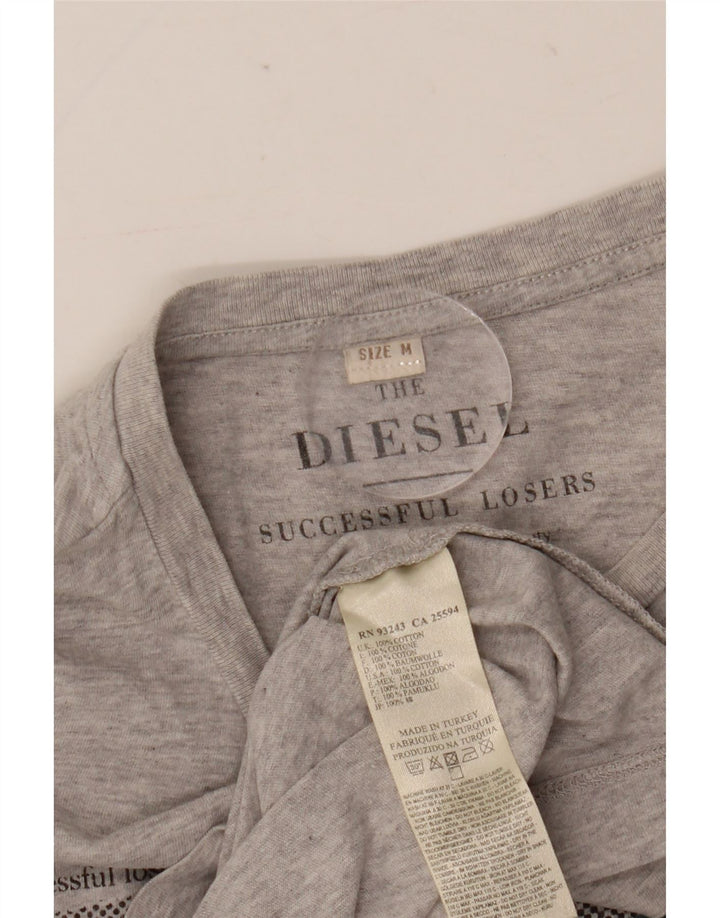 Diesel Hombre Camiseta Gráfica Top De Algodón Moteado Gris Medio