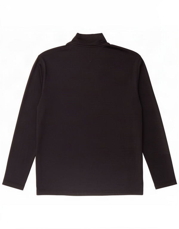 Tommy Hilfiger Top con cuello y cremallera para hombre, manga larga, poliéster negro grande