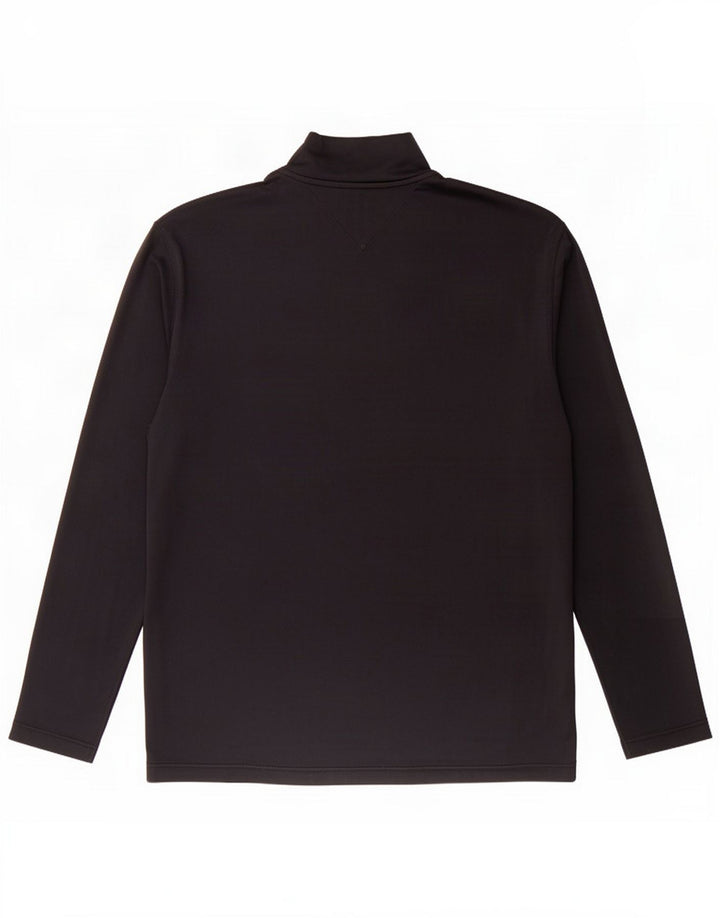 Tommy Hilfiger Top con cuello y cremallera para hombre, manga larga, poliéster negro grande