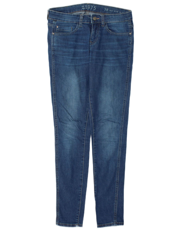 Zara Vaqueros pitillo de talle medio para mujer EU 38 Small W28 L30 Algodón azul
