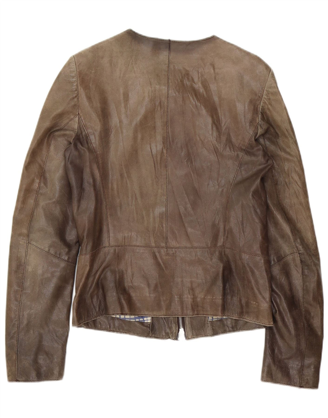 Vintage mujer chaqueta de cuero Reino Unido 10 pequeño marrón